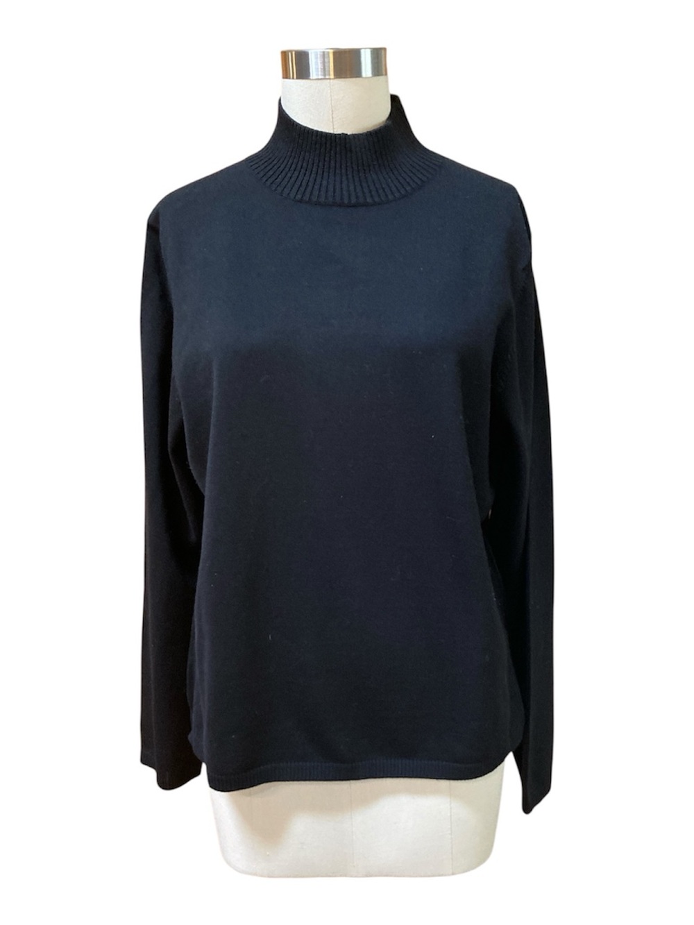 Josephine Chaus Black Silk Blend Mock Neck Sweater